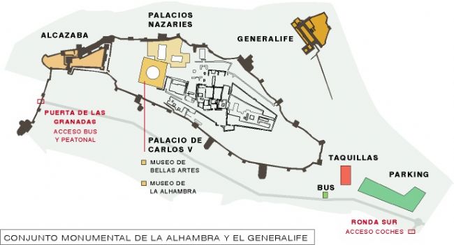 mappa Alhambra di Granada